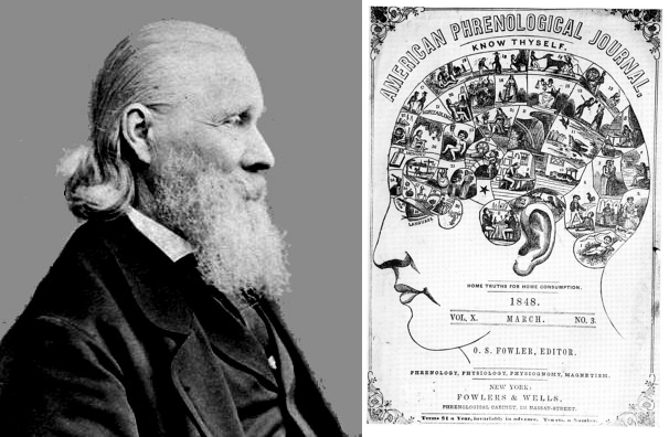 Lorenzo Fowler and the cover of the American Phrenology Journal